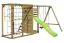 Echafaudage à grimper S38C avec toboggan ondulé / extension de balançoire double / mur d'escalade / filet à grimper / échelle de corde / anneaux de gymnastique / corde à grimper et barres horizontales / 462 x 360 cm
