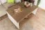 Table basse Hermann 11 | Blanc blanchi & noyer massif | 110 x 70 x 56 cm | Pour chambre ado