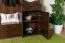 Armoire vestiaire avec miroir style campagne | Pin massif noyer 28A | 200 x 125 x 41 cm | 2 tiroirs, 5 crochets, tablette chapeaux