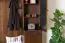 Armoire vestiaire avec miroir style campagne | Pin massif noyer 28A | 200 x 125 x 41 cm | 2 tiroirs, 5 crochets, tablette chapeaux