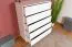 Commode pin massif laqué blanc Junco 139 | 5 tiroirs spacieux | 123 x 100 x 42 cm | Style moderne