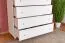 Commode pin massif laqué blanc Junco 139 | 5 tiroirs spacieux | 123 x 100 x 42 cm | Style moderne