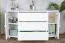 Commode en bois de pin massif blanc Junco 169 | 3 tiroirs & 4 compartiments | 78 x 140 x 47 cm