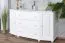 Commode en bois de pin massif blanc Junco 169 | 3 tiroirs & 4 compartiments | 78 x 140 x 47 cm