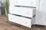 Commode en bois de pin massif blanc Junco 169 | 3 tiroirs & 4 compartiments | 78 x 140 x 47 cm