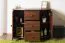 Commode 3 tiroirs et 4 compartiments Junco 171 | Pin massif noyer | 78 x 100 x 47 cm | Montage facile