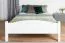 Lit double blanc en pin massif 112, lit d'appoint élégant, sommier à lattes inclus, dimensions du matelas 160 x 200 cm, montage facile, robuste et stable