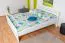 Lit double blanc en hêtre massif 115, lit d'appoint avec sommier à lattes, dimensions du matelas 180 x 200 cm, montage simple et rapide, robuste et stable