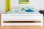 Lit double blanc en hêtre massif 115, lit d'appoint avec sommier à lattes, dimensions du matelas 180 x 200 cm, montage simple et rapide, robuste et stable
