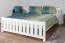 Lit enfant ou adolescent en pin massif 65, blanc | 160 x 200 cm | Sommier inclus | Montage facile | Longue durée de vie