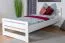 Lit simple moderne, lit d'appoint robuste en pin massif 72, en blanc, sommier à lattes inclus, surface de couchage 100 x 200 cm, montage simple et rapide