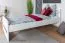 Lit simple moderne, lit d'appoint robuste en pin massif 72, en blanc, sommier à lattes inclus, surface de couchage 100 x 200 cm, montage simple et rapide