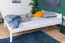 Lit simple blanc, lit d'appoint en pin massif 85, sommier à lattes inclus, dimensions du matelas 140 x 200 cm, finition de haute qualité, design moderne