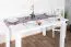 Salle à manger complète blanche 8 pièces | Style rustique | Pin massif | Table, chaises, vitrine, commode, étagère
