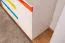 Chambre d'enfant - Commode Peter 03, Couleur : Pin Blanc / Orange / Jaune / Turquoise - Dimensions : 84 x 126 x 44 cm (H x L x P)