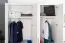 Armoire à portes battantes / armoire avec cadre LED Siumu 23, Couleur : Blanc / Blanc brillant - 226 x 187 x 60 cm (H x L x P)