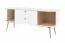 Meuble TV Palauli 01 | Blanc mat | 158 x 47 x 65 cm | 2 tiroirs | 2 portes | Pieds et poignées dorés | Façades arrondies