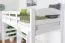 Lit mezzanine pour adultes "Easy Premium Line" K22/n, hêtre massif blanc - Couchage : 90 x 190 cm