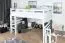 Lit mezzanine 160 x 190 cm pour adultes "Easy Premium Line" K23/n, hêtre massif laqué blanc, divisible