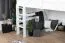 Lit mezzanine 160 x 190 cm pour adultes "Easy Premium Line" K23/n, hêtre massif laqué blanc, divisible