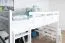 Lit mezzanine 160 x 190 cm pour adultes "Easy Premium Line" K23/n, hêtre massif laqué blanc, divisible