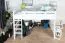 Lit mezzanine 160 x 190 cm pour adultes "Easy Premium Line" K23/n, hêtre massif laqué blanc, divisible