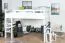Lit mezzanine 160 x 190 cm pour adultes "Easy Premium Line" K23/n, hêtre massif laqué blanc, divisible