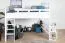 Lit mezzanine 160 x 190 cm pour adultes "Easy Premium Line" K23/n, hêtre massif laqué blanc, divisible