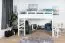Lit mezzanine 160 x 190 cm pour adultes "Easy Premium Line" K23/n, hêtre massif laqué blanc, divisible