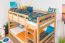 Lits superposés / Lit à étage 120 x 190 cm pour enfants "Easy Premium Line" K24/n, tête et pied de lit droits, en hêtre massif verni naturel, convertibles