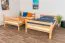 Lits superposés / Lit à étage 120 x 190 cm pour enfants "Easy Premium Line" K24/n, tête et pied de lit droits, en hêtre massif verni naturel, convertibles