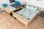 Lits superposés 140 x 190 cm pour adultes "Easy Premium Line" K24/n, tête et pied de lit droits, hêtre massif laqué naturel, convertibles