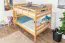 Lit superposé divisible avec matelas Bonell K24/n | 140 x 200 cm | Hêtre massif naturel laqué | Tête et pied droits
