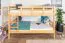 Lit superposé divisible avec matelas Bonell K24/n | 140 x 200 cm | Hêtre massif naturel laqué | Tête et pied droits