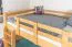 Lit superposé divisible avec matelas Bonell K24/n | 140 x 200 cm | Hêtre massif naturel laqué | Tête et pied droits
