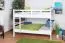 Lits superposés 140 x 200 cm pour adultes "Easy Premium Line" K24/n, tête et pied de lit droits, hêtre massif laqué blanc, convertibles