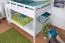 Lits superposés 140 x 200 cm pour adultes "Easy Premium Line" K24/n, tête et pied de lit droits, hêtre massif laqué blanc, convertibles