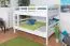 Lits superposés 140 x 200 cm pour adultes "Easy Premium Line" K24/n, tête et pied de lit droits, hêtre massif laqué blanc, convertibles