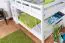 Lits superposés 140 x 200 cm pour adultes "Easy Premium Line" K24/n, tête et pied de lit droits, hêtre massif laqué blanc, convertibles