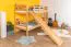 Lit superposé enfant avec toboggan 80 x 190 cm | Hêtre massif verni naturel | Séparable en 2 lits | Easy Premium Line K25/n