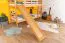 Lit superposé enfant avec toboggan 80 x 190 cm | Hêtre massif verni naturel | Séparable en 2 lits | Easy Premium Line K25/n