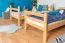 Lit superposé enfant avec toboggan 80 x 190 cm | Hêtre massif verni naturel | Séparable en 2 lits | Easy Premium Line K25/n