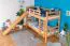 Lit superposé avec toboggan 90 x 200 cm | Bois de hêtre massif naturel laqué | Séparable en deux lits simples | Easy Premium Line K25/n