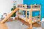 Lit superposé avec toboggan 90 x 200 cm | Bois de hêtre massif naturel laqué | Séparable en deux lits simples | Easy Premium Line K25/n