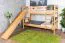 Lit superposé avec toboggan 90 x 200 cm | Hêtre massif naturel | Séparable en 2 lits simples | Easy Premium Line K26/n