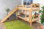 Lit superposé avec toboggan 90 x 200 cm | Hêtre massif naturel | Séparable en 2 lits simples | Easy Premium Line K26/n