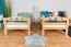 Lit mezzanine enfant 90x200 cm avec toboggan | Hêtre massif naturel | Séparable en 2 lits | Easy Premium Line K27/n