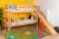 Lit mezzanine enfant avec toboggan 80 x 190 cm | Hêtre massif verni naturel | Convertible en deux lits simples | Easy Premium Line K29/n