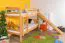 Lit mezzanine enfant avec toboggan 80 x 190 cm | Hêtre massif verni naturel | Convertible en deux lits simples | Easy Premium Line K29/n