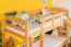 Lit mezzanine enfant avec toboggan 80 x 190 cm | Hêtre massif verni naturel | Convertible en deux lits simples | Easy Premium Line K29/n